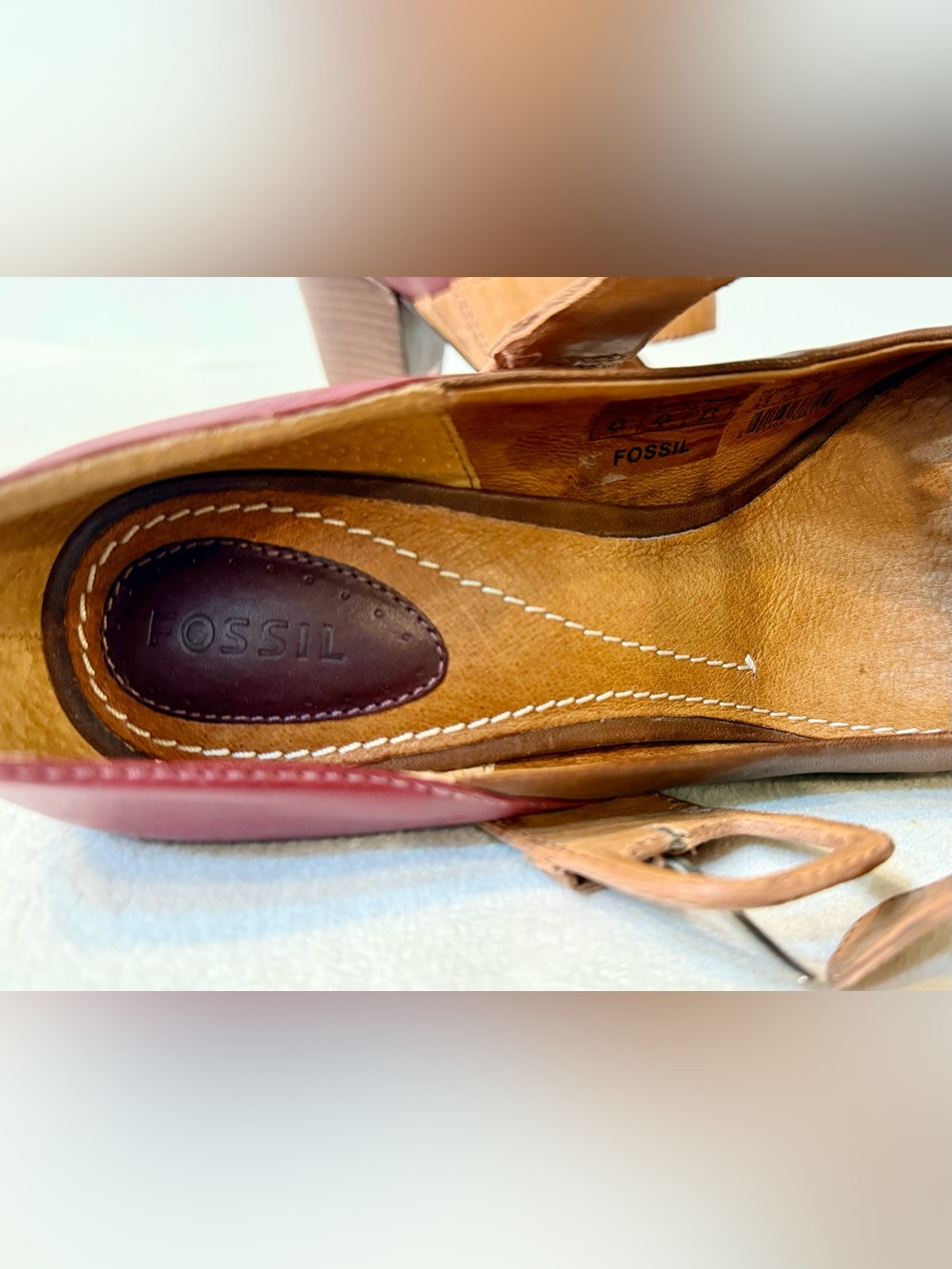 Vintage Fossil Colorblock Leather Mary Jane Heels Size 8.5 - Picture 7 of 12